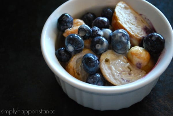Individual Serving of Blueberry Croissant Bread Pudding via Simply Happenstance