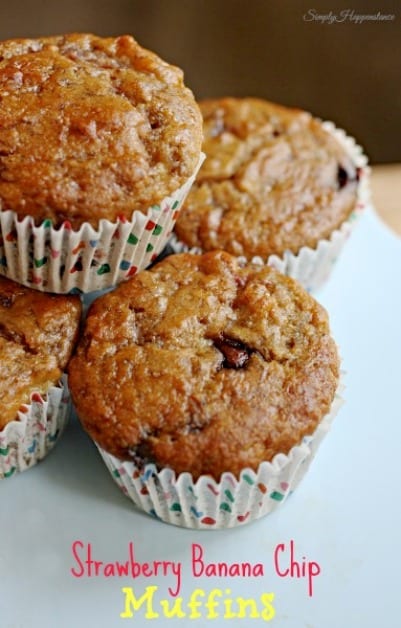 Strawberry Banana Chip Muffins