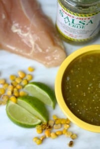 Easy Green Chile Chicken. Made in the crockpot. 5 ingredient taco meal.