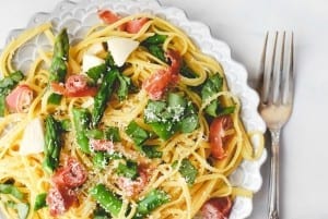 Lemon Asparagus Prosciutto Pasta