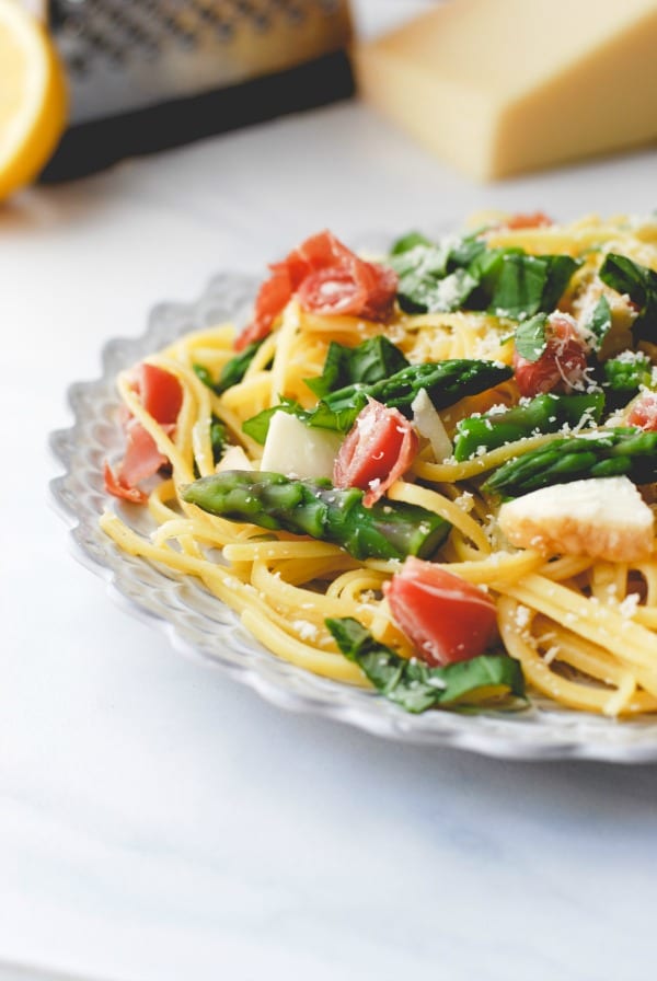 Lemon Asparagus Prosciutto Pasta