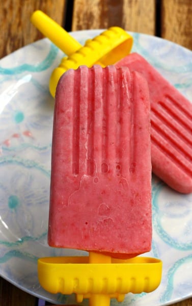 Strawberry Orange Banana Pospsicles.  Easy homemade popsicles.