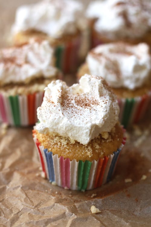Tres Leches Cupcakes. Perfect for Cinco De Mayo. Topped with Walkers Vanilla Shortbread and Whip Cream.