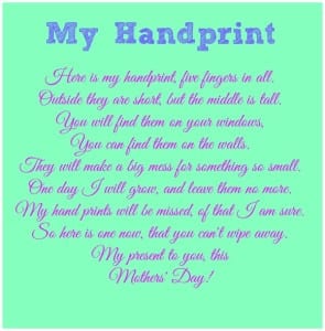 Mother's Day Poem-My handprint