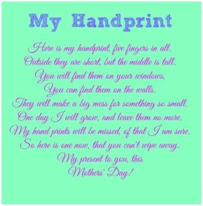Mother's Day Poem-My handprint