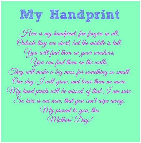 Mother's Day Poem-My handprint