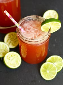 Skinny Pomegrante Margarita Recipe for Cinco De Mayo. Made with fresh lime juice and pomegranate limeade.