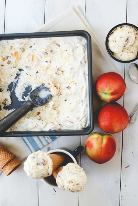 peach and toasted pecan ice cream