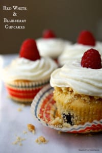 Red White and Blueberry Cupcakes. A fun festive dessert for the 4th of July.