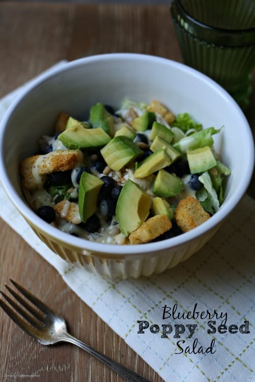 Blueberries are in season so why not make a simple salad on a hot day. Blueberries and poppy seed dressing go hand and hand.