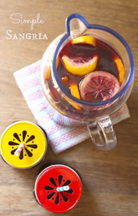 This Simple Sangria Recipe really is that simple.  Perfect for end of summer parties and great for Game Day!