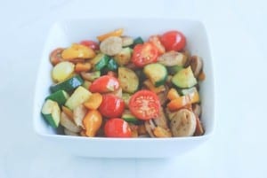 Chicken Sausage Veggie Bowl {recipe via Simply Happenstance}