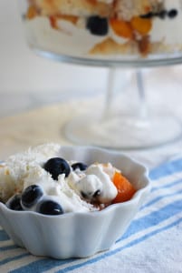 peach and blueberry trifle