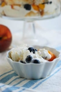 peach and blueberry trifle