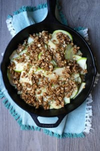 the skillet spiced apple crumble before baking