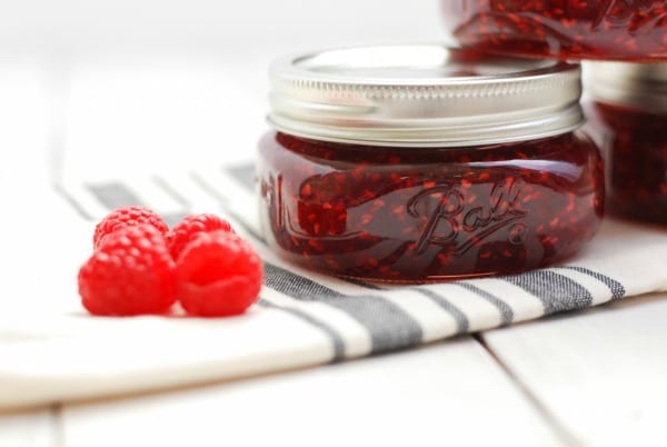 homemade raspberry jam {simplyhappenstance.com} #simple #jam #raspberries