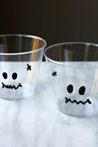 Decorated pudding cups for Halloween Pudding Cups.