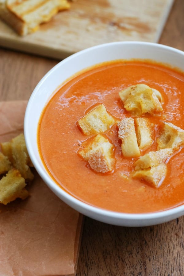 Homemade Tomato Soup with Grilled Cheese Croutons {simplyhappenstance.com}-18