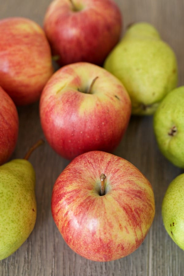 Gala Apples and Bartlett Pears for Pear Apple Butter. 