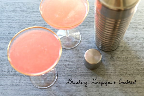 Tangy and sweet this Blushing Grapefruit Cocktail is a fun drink for a girls night in.