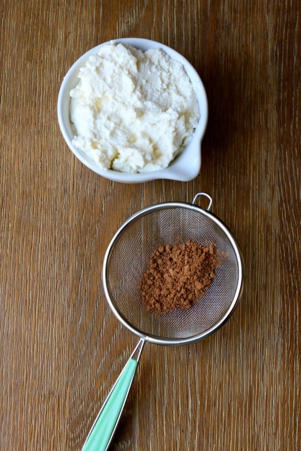 cocoa powder and ricotta for chocolate ricotta pudding