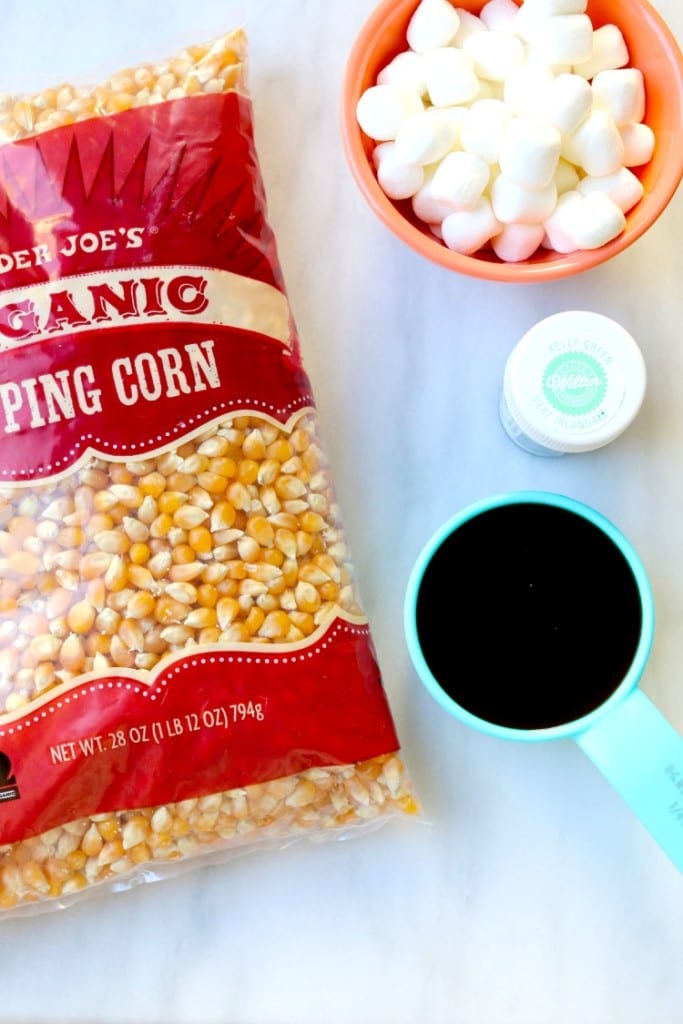 Ingredients for St. Patrick's Day Caramel Corn