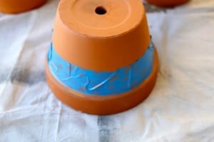 painters tape and terra cotta pots