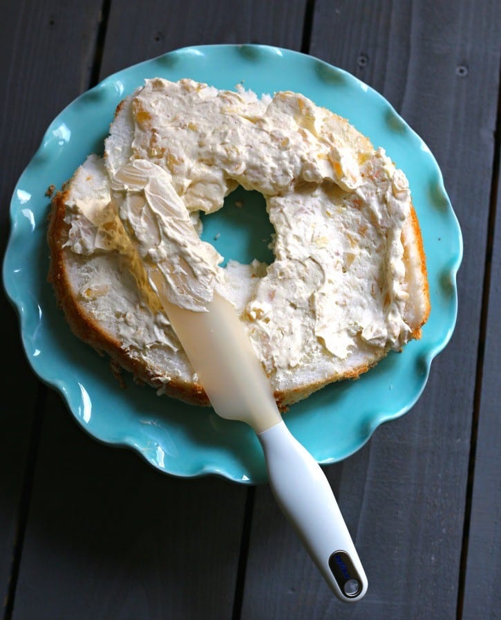 Pudding layer over Pineapple Angel Food Cake