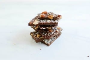 dark chocolate with roasted almonds, coconut and sea salt