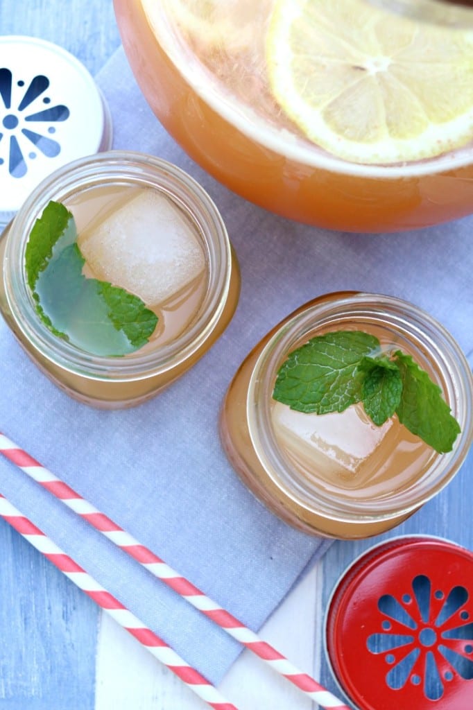 Sweet and refreshing this peach mint lemonade is perfect for summer.