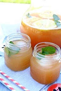 Peach Mint Lemonade perfect for summer! Light and tangy.