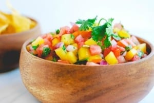 Watermelon Salsa - a deliciously simple appetizer perfect for all of your summer festivities! (Recipe on simplyhappenstance.com)! #FourthofJuly #HomemadeSalsa #Watermelon