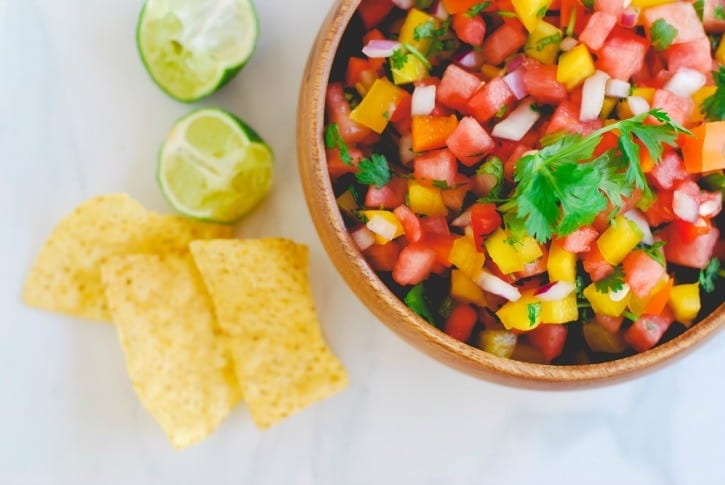 Watermelon Salsa - a summertime favorite (recipe via simplyhappenstance.com)-81