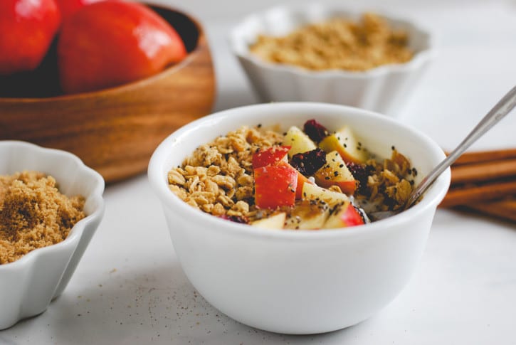 Apple Pie Breakfast Bowl - a thick vanilla chia seed pudding topped with fall favorites!