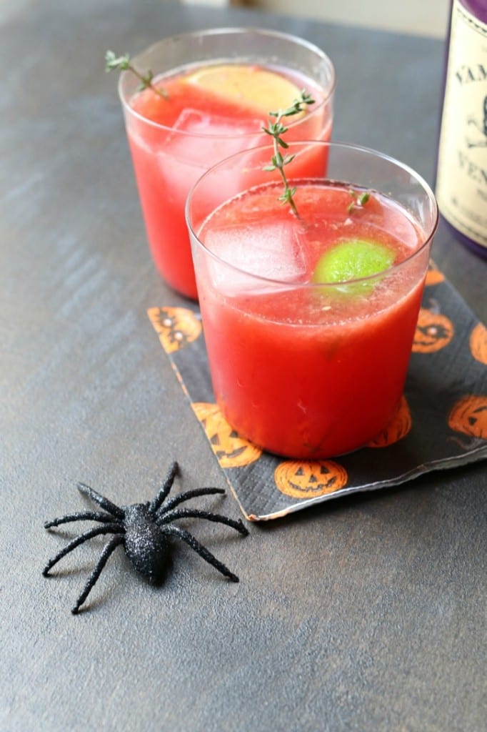 Tangy and Spooky Blood Orange Thyme Margaritas