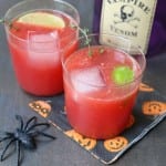 Tangy and sweet...these ghoulish Blood Orange Thyme Margaritas are the perfect Halloween adult treat.